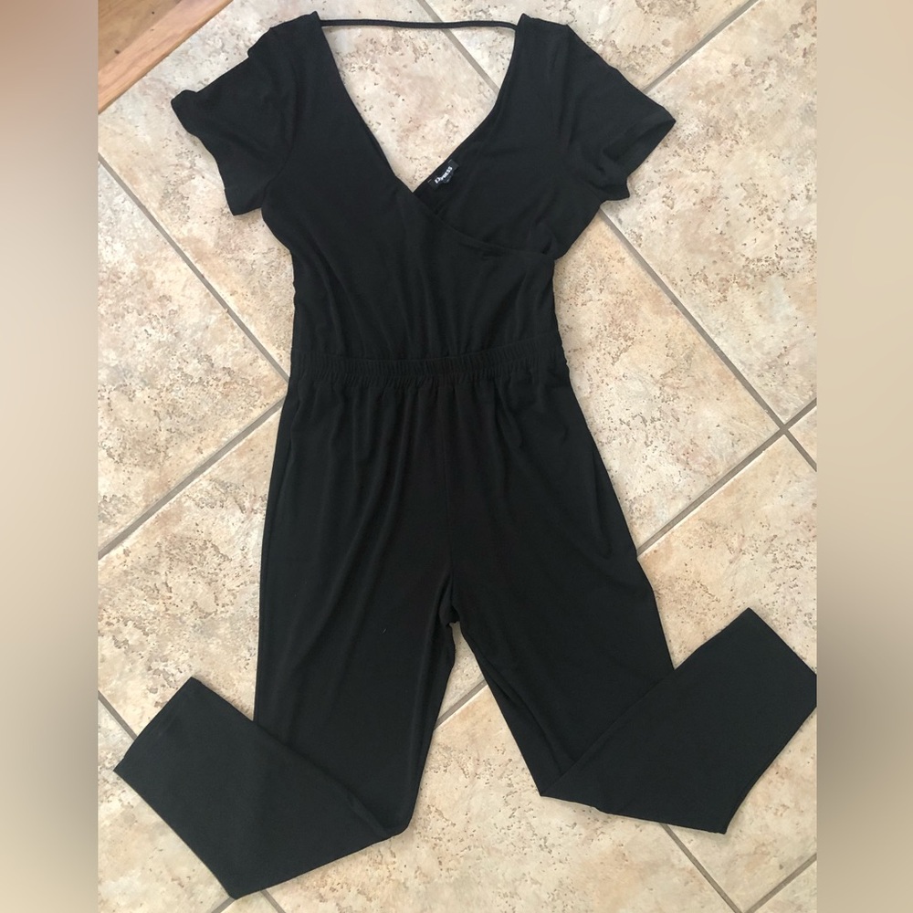 Express V-Neck Black Jumpsuit M
